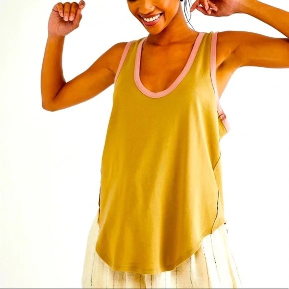 We the Free Reggi tank Cream and mustard yellow Tank Top
